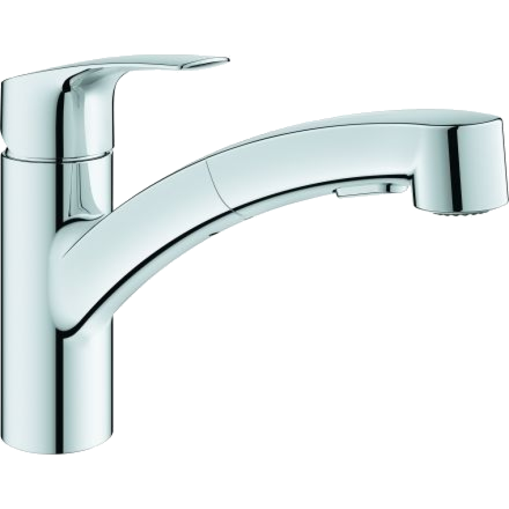 GROHE Spültisch-EHM Eurosmart flach. Ausl, ausziehbare Dua Brause, chr