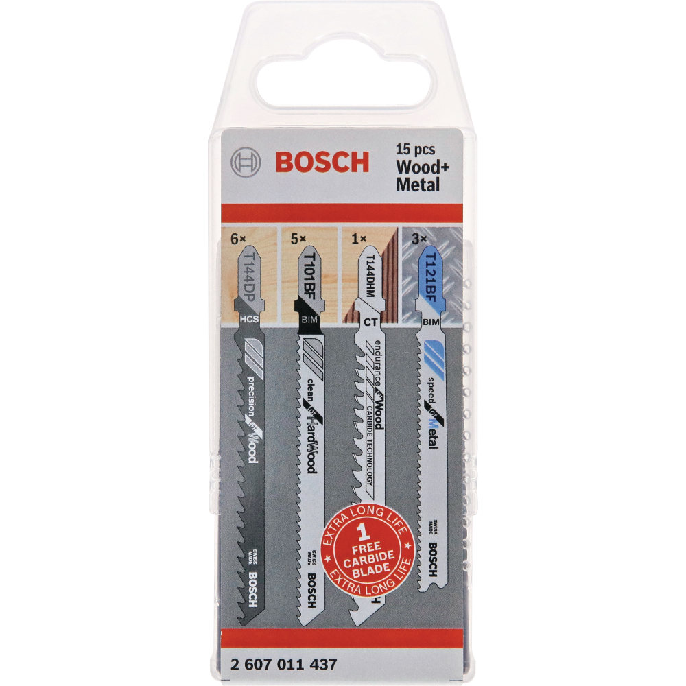 Bosch Stichsägeblatt-Set für Holz und Metall, T-Schaft 15-tlg.