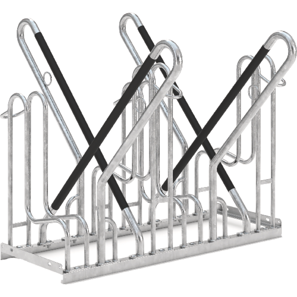Fahrrad-Anlehnparker zweiseitig, verzinkt L 2160 mm, 8 Plätze
