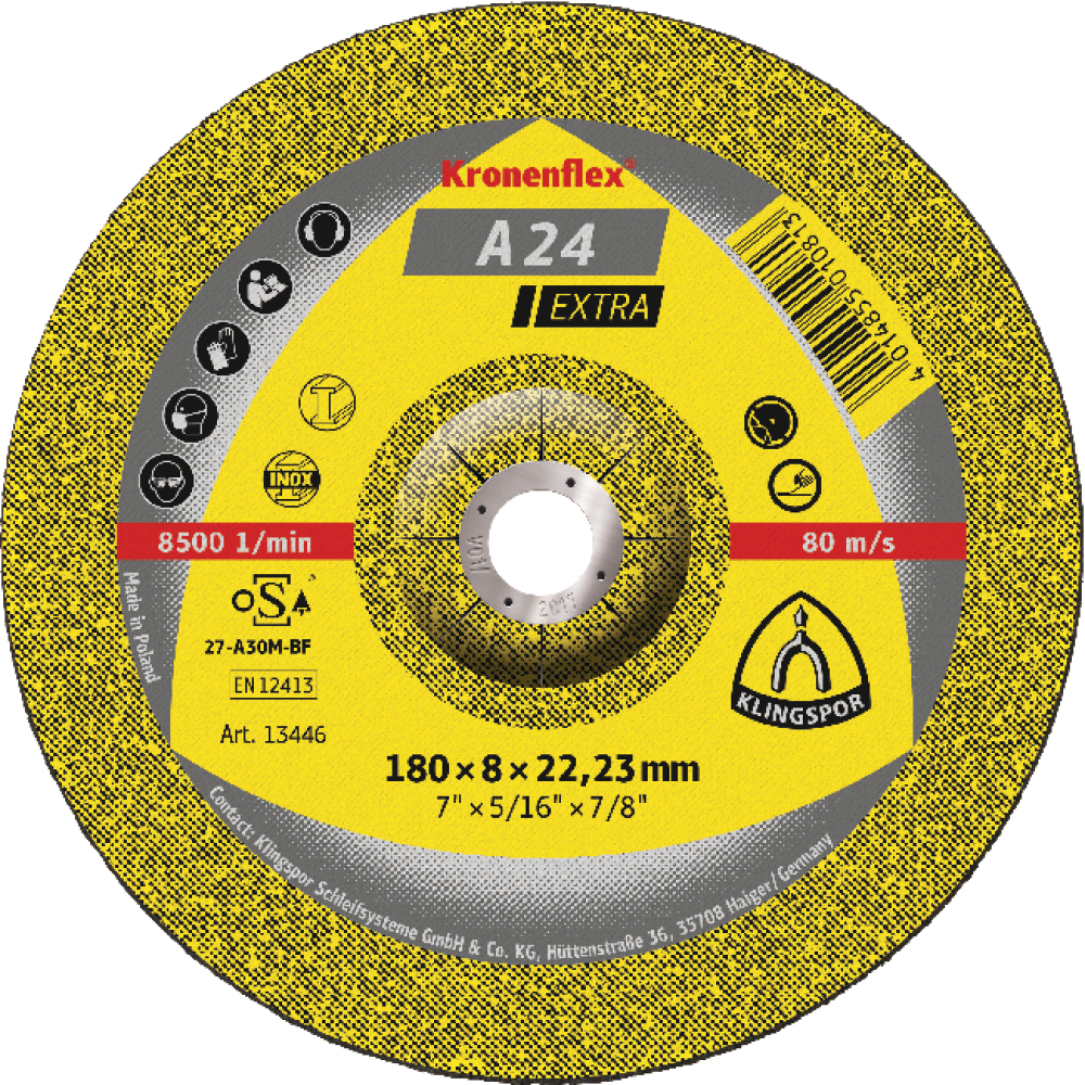 KLINGSPOR Schruppscheibe A24 Extra 230x8mm gekröpft
