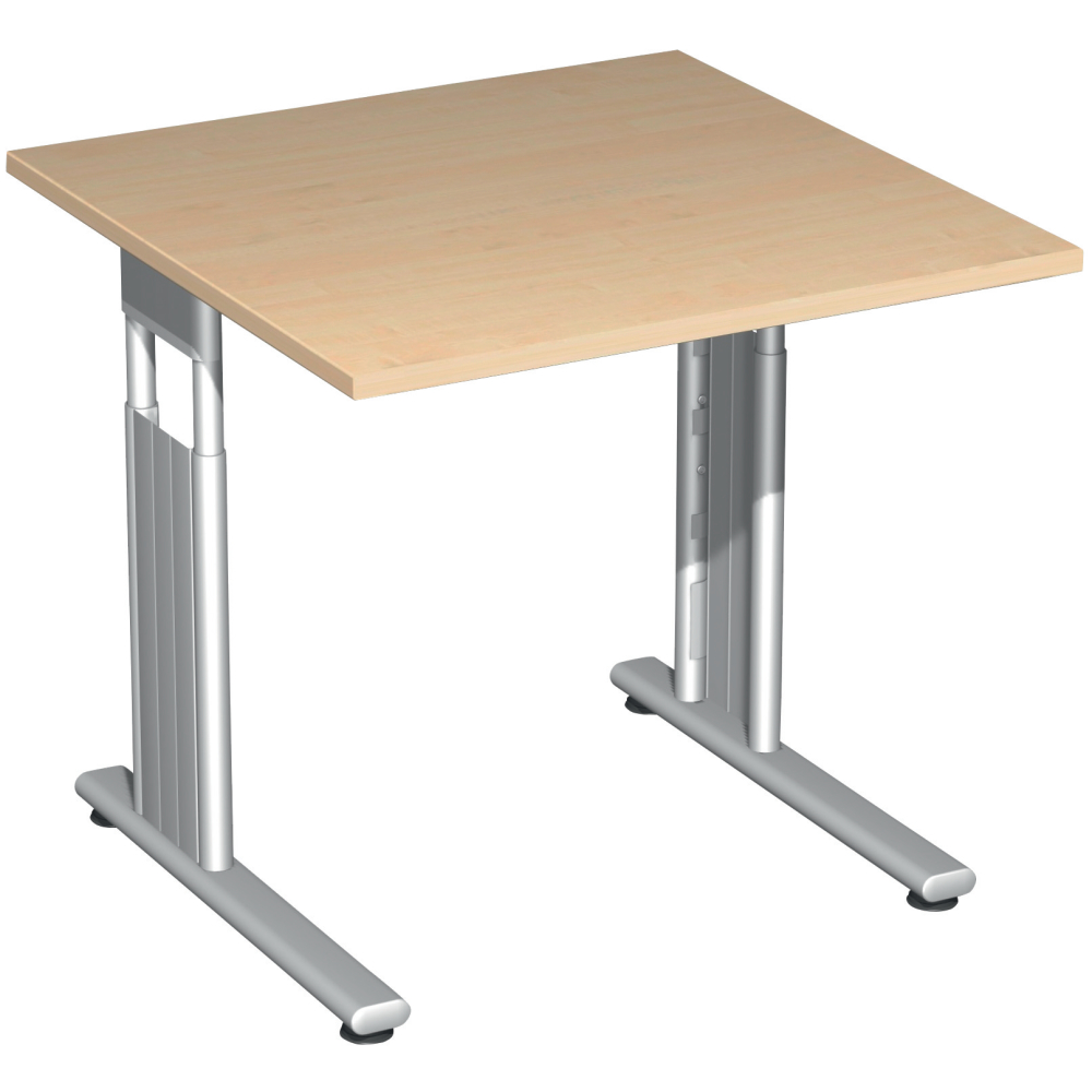 Schreibtisch C Flex Licht 800x800x680-820 grau/Sil.