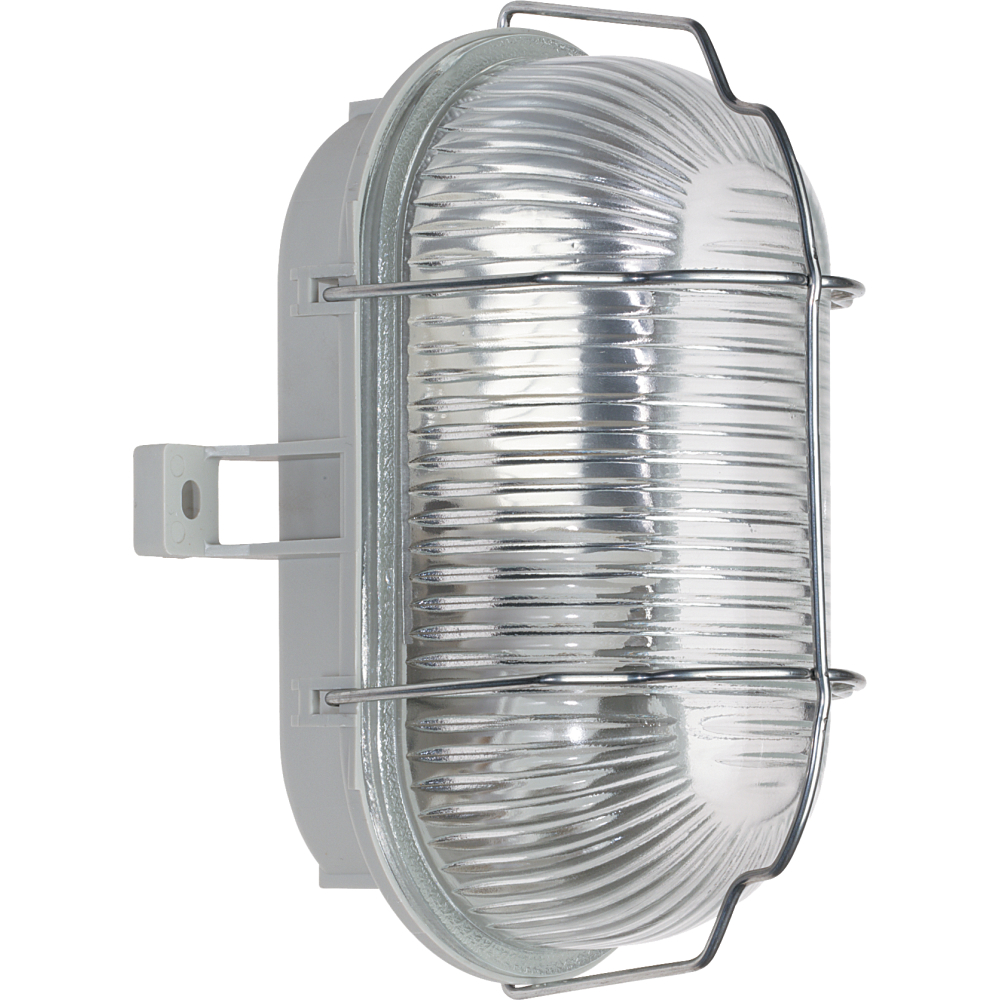 Ovalleuchte 60W E27 IP44 grau mit Drahtbügel verz.