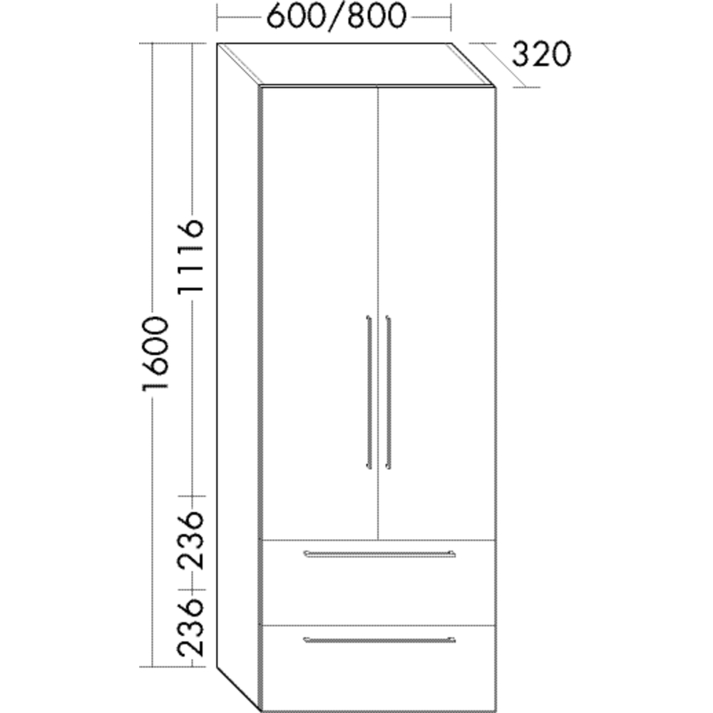 Hochschrank FORMAT Design HSOT 600 mm