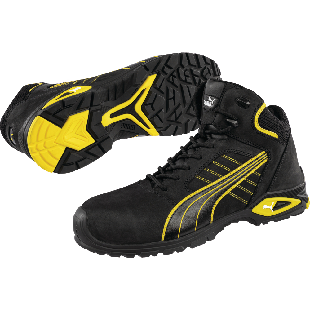 Puma Sicherheitsschnürstiefel Amsterdam Mid 632240 S3L FO SR schwarz,gelb Gr.46