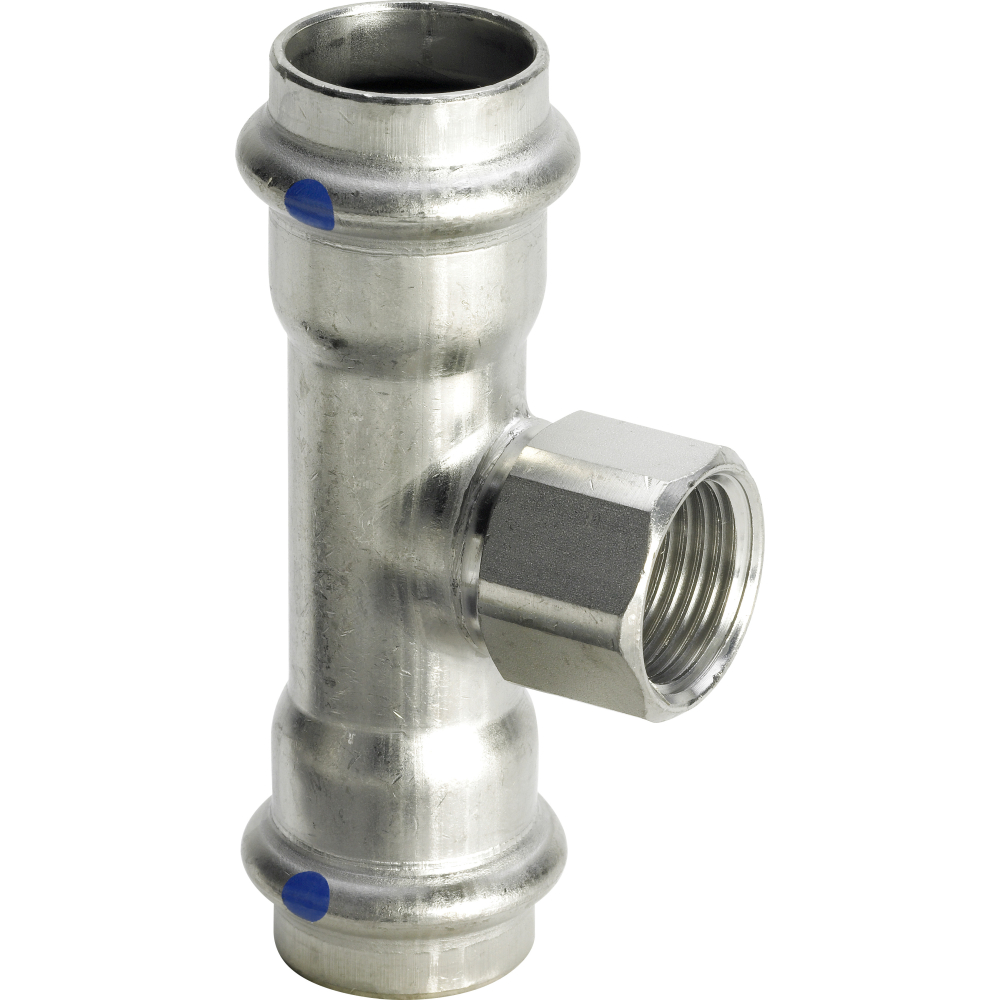 Viega T-Stück Sanpress Inox 2317.2LF 15mmxRp 1/2x15mm, m SC-Contur, labs-frei