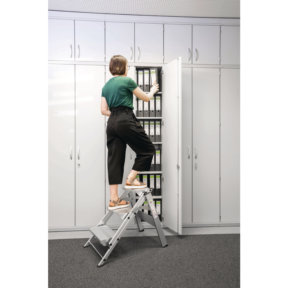 Alu-Klapptreppe 3 Stufen ohne Bügel Höhe o. Stufe 0,64 m Arbeitshöhe bis