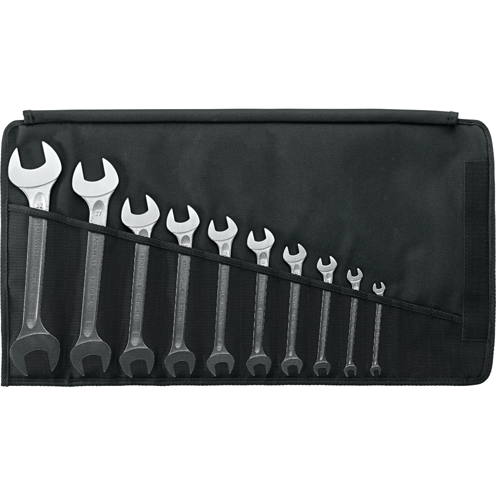 Doppelmaulschlüssel-Satz DIN 3110 6-22mm 8-teilig in Rolltasche Stahlwille