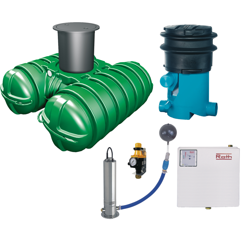 Regenwasserpaket 5000l Haustechnik 2 m. Nachsp.
