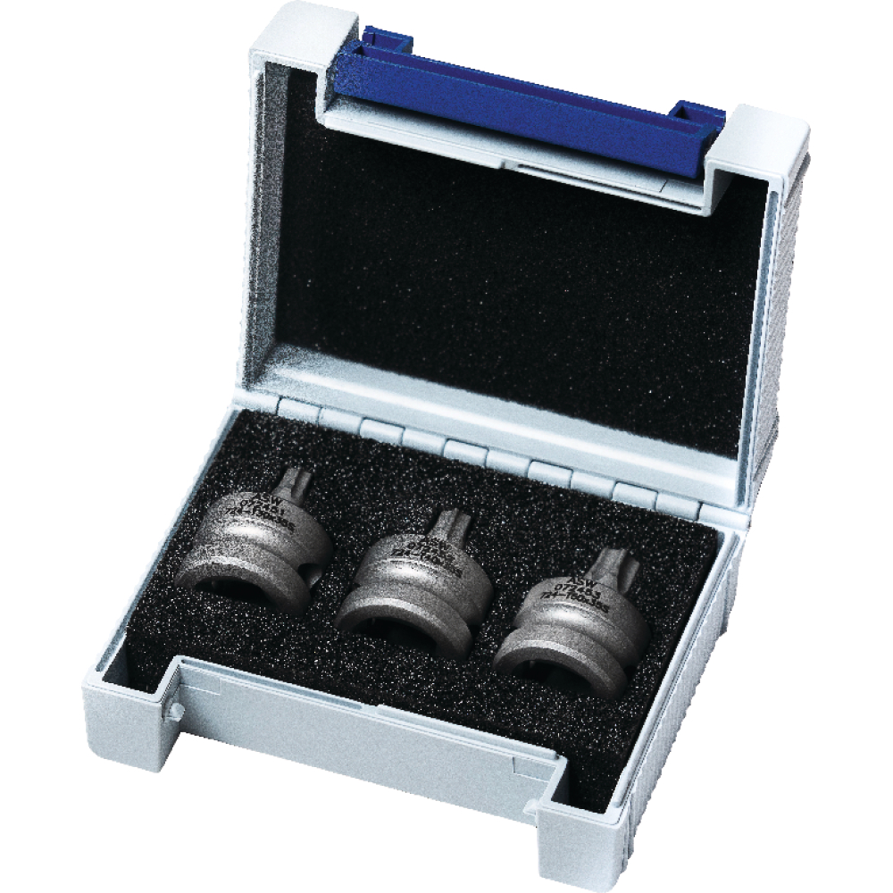 Kraft- Schraubenddrehersatz 1/2" 3-teilig T30-T50 Shorty ASW