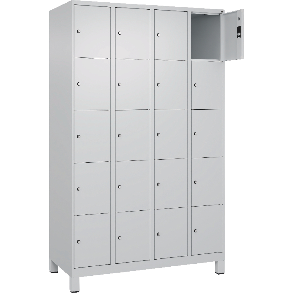 Fächerschrank mit Füßen B1200xT500xH1950 Korpus RAL 7035
