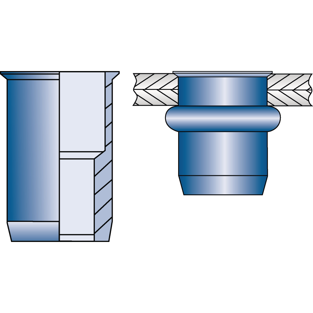 Blindnietmuttern UNIVERSAL Stahl, Senkkopf