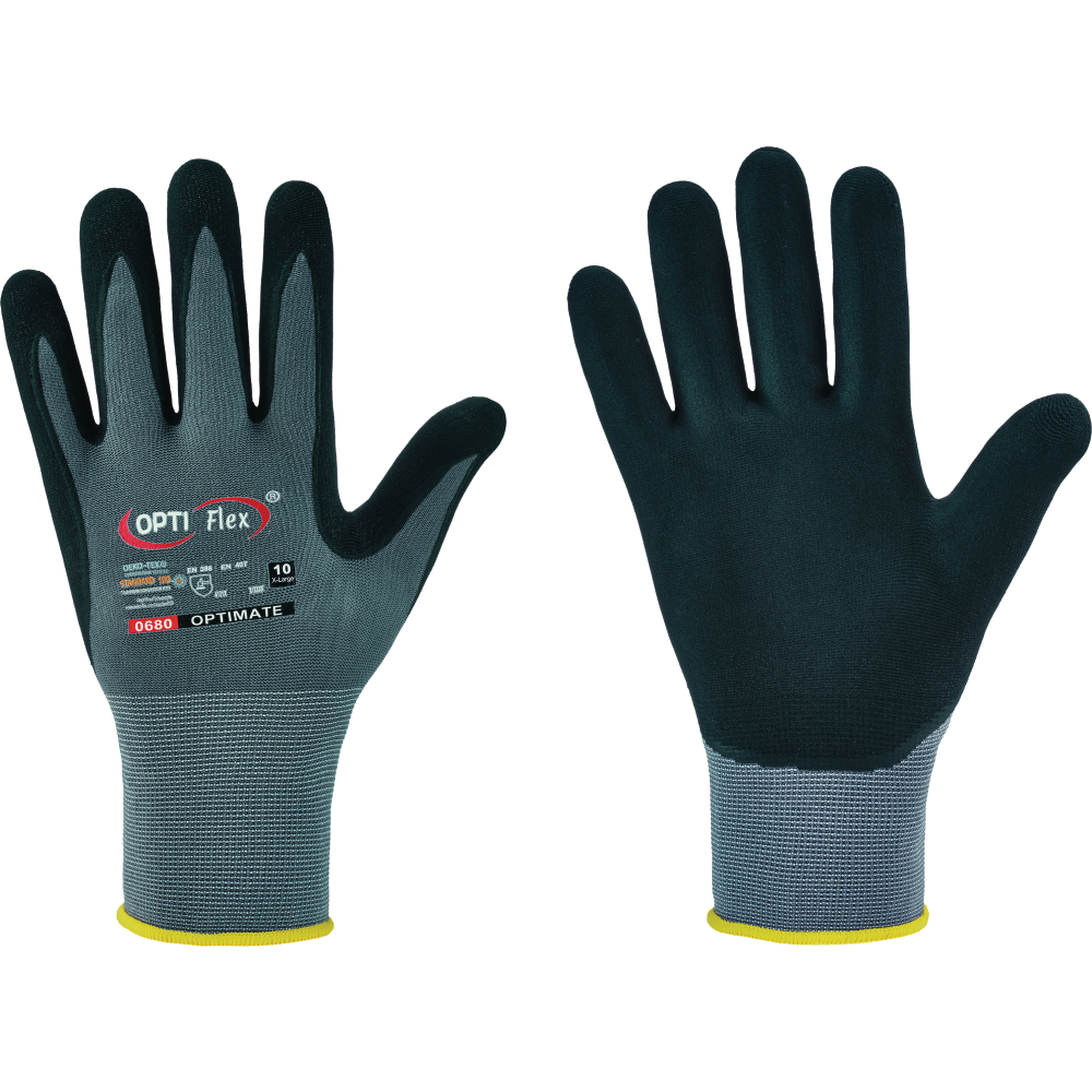 Opti Flex® Feinstrickhandschuh Nitril OPTIMATE grau/schwarz Gr.10 EN407 EN388