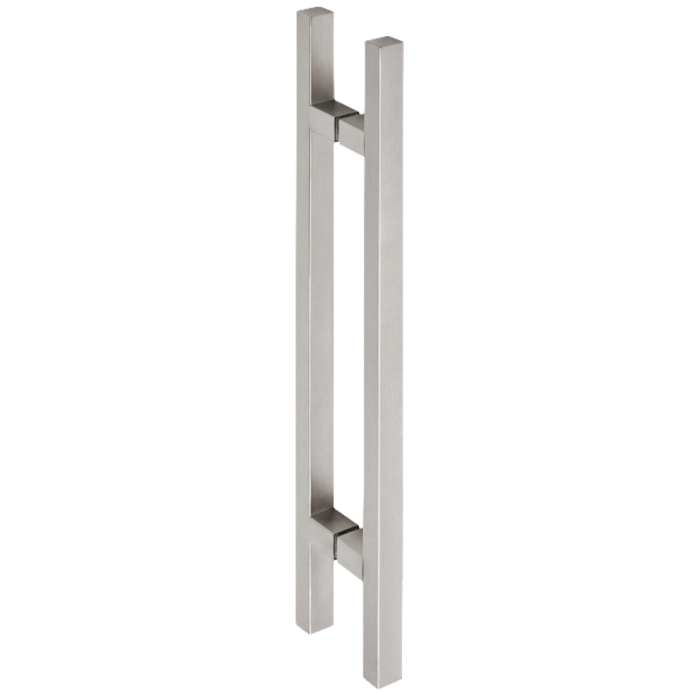 Basic Griffstangenpaar Edelstahl matt eckig, 25 x 25 mm für 8 - 10mm Glas