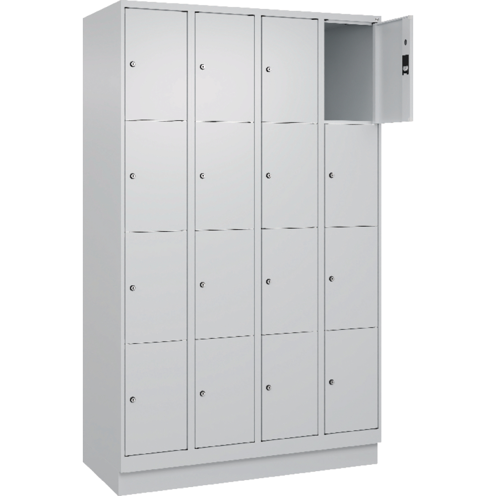 Fächerschrank CLASSIC B1200xT500xH1950 mm RAL 7035/7035, 4x4 Fächermit 100 mm