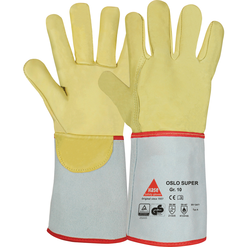Hase Schweißerhandschuh Oslo Super gelb-natur Gr.10