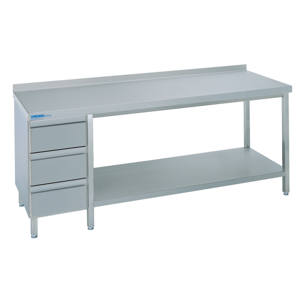 Arbeitstisch m. SL-Block 1200x700x850 Edelstahl