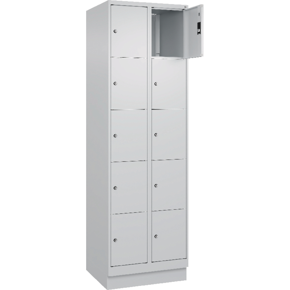 Fächerschrank CLASSIC B600xT500xH1950 mm RAL 7035/7035, 2x5 Fächermit 100 mm