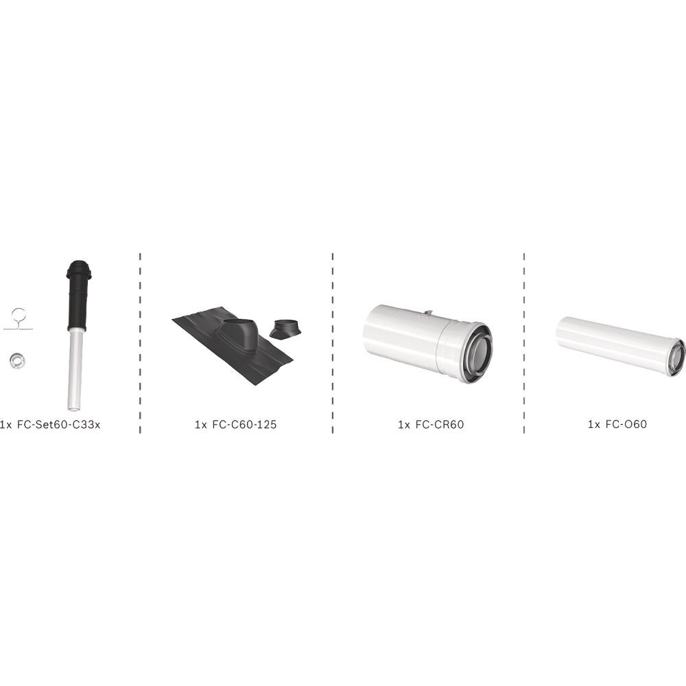 BOSCH Abgas-Standardpaket BOPA FC39 Dachdurchgang 60/100 schwarz, RLU