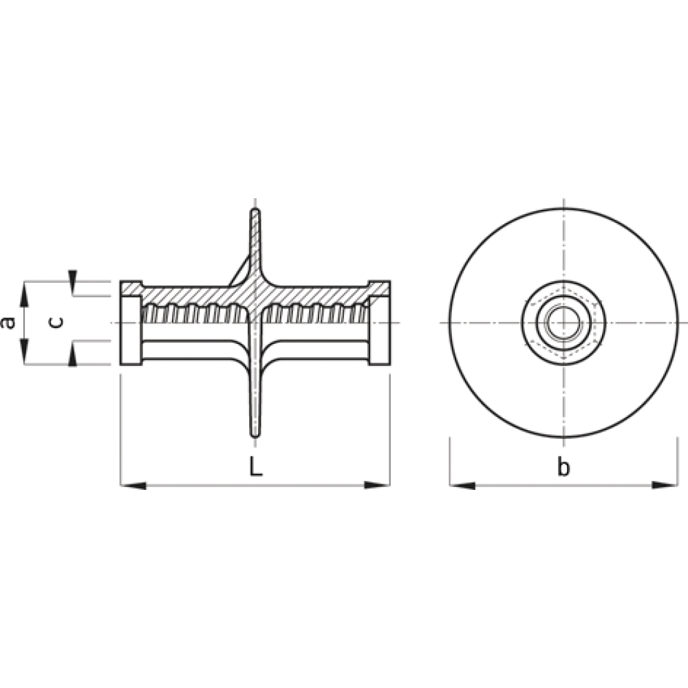 Wassersperre D15,0 mit Innenaufnahme f. PVC-Rohr