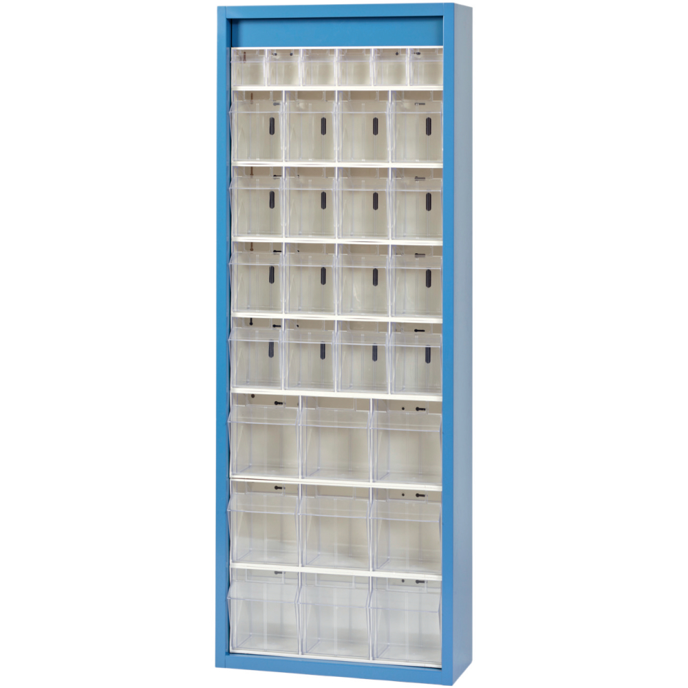 Klars.-System.-Schrank. RAL 5007, 31 Behälter