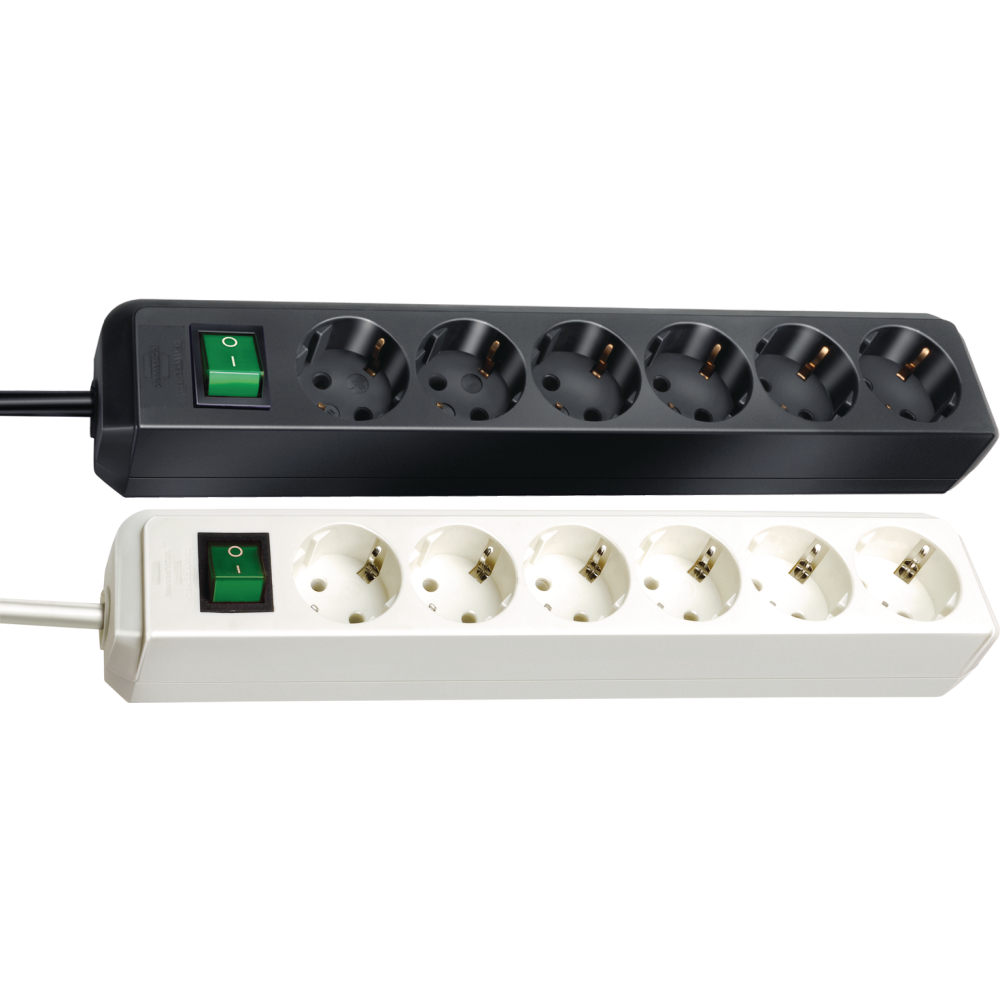 Steckdosenleiste 6 f. m. Schalter schw. 1,5m 3G1,5 mit Schalter