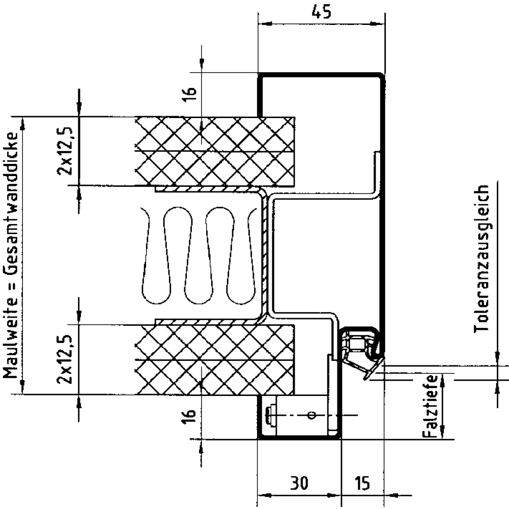 Stahlzargen GK für Ständerwerksw. 1-tlg. H=2125 mm
