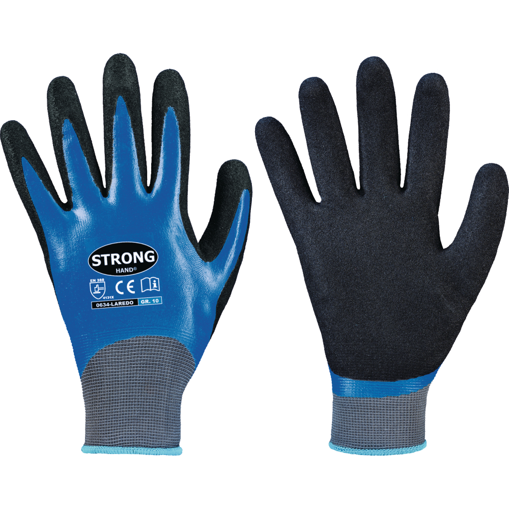 STRONGHAND® Nitril-Strickhandschuh LAREDO blau-schwarz Gr.10