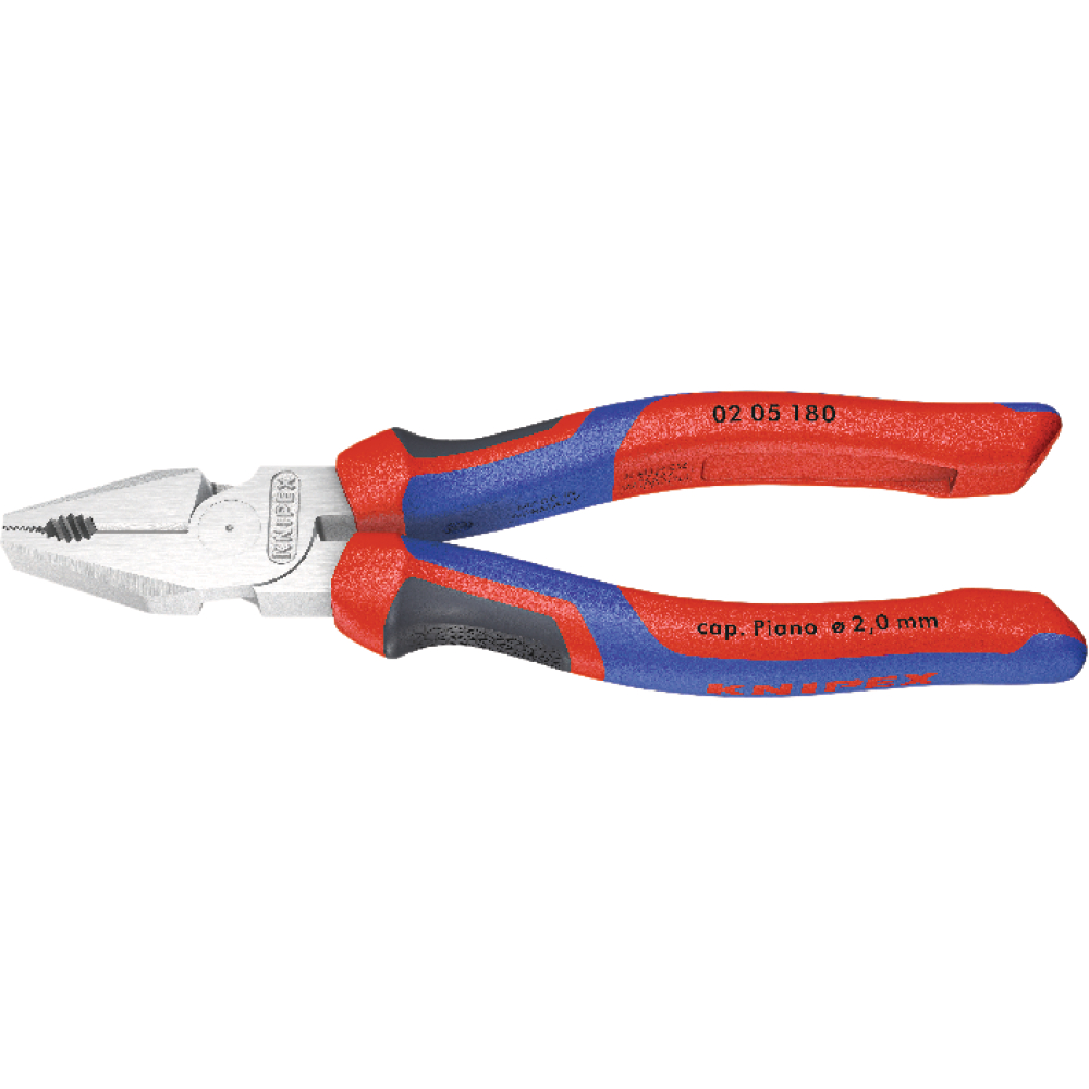 Knipex Kraft-Kombinationszange verchromt mit Mehrkomponenten-Griffen 180mm