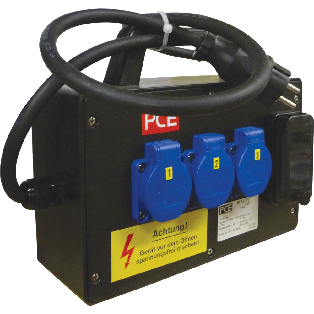 PCE Vollgummivert.9216066 IP44 3xSchuko m.FI25-0,03