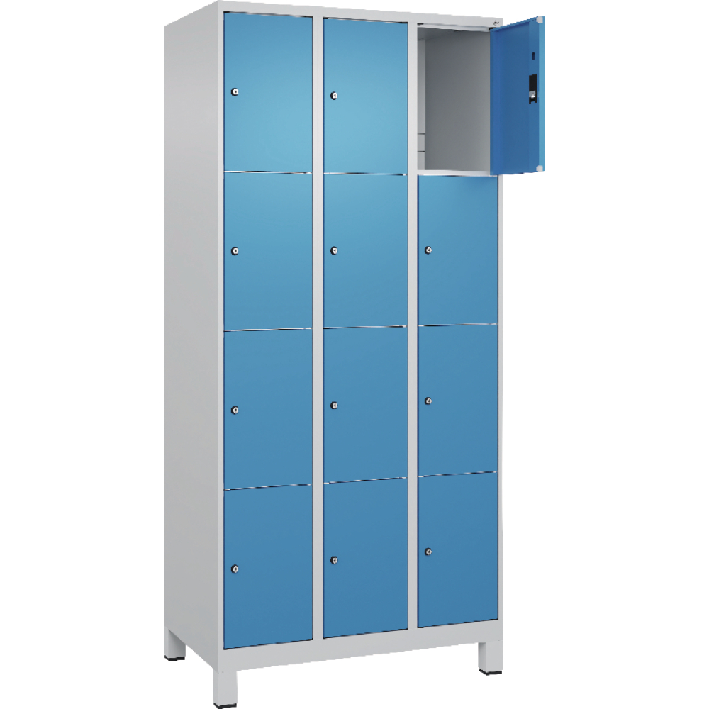 Fächerschrank mit Füßen B900xT500xH1950 Korpus RAL 7035 LichtgrauTüren RAL 5012