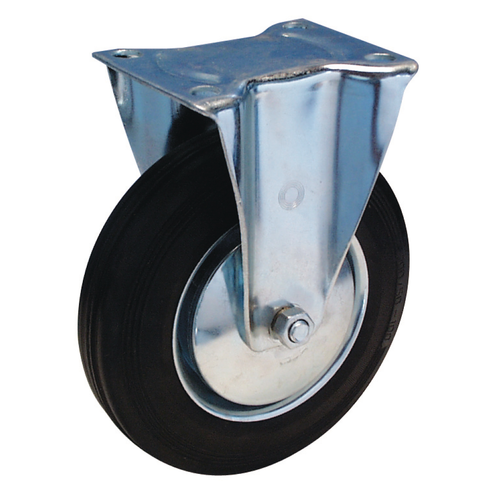 Bockrolle 160 mm Lg.R Stahlbl verz. Gummirad