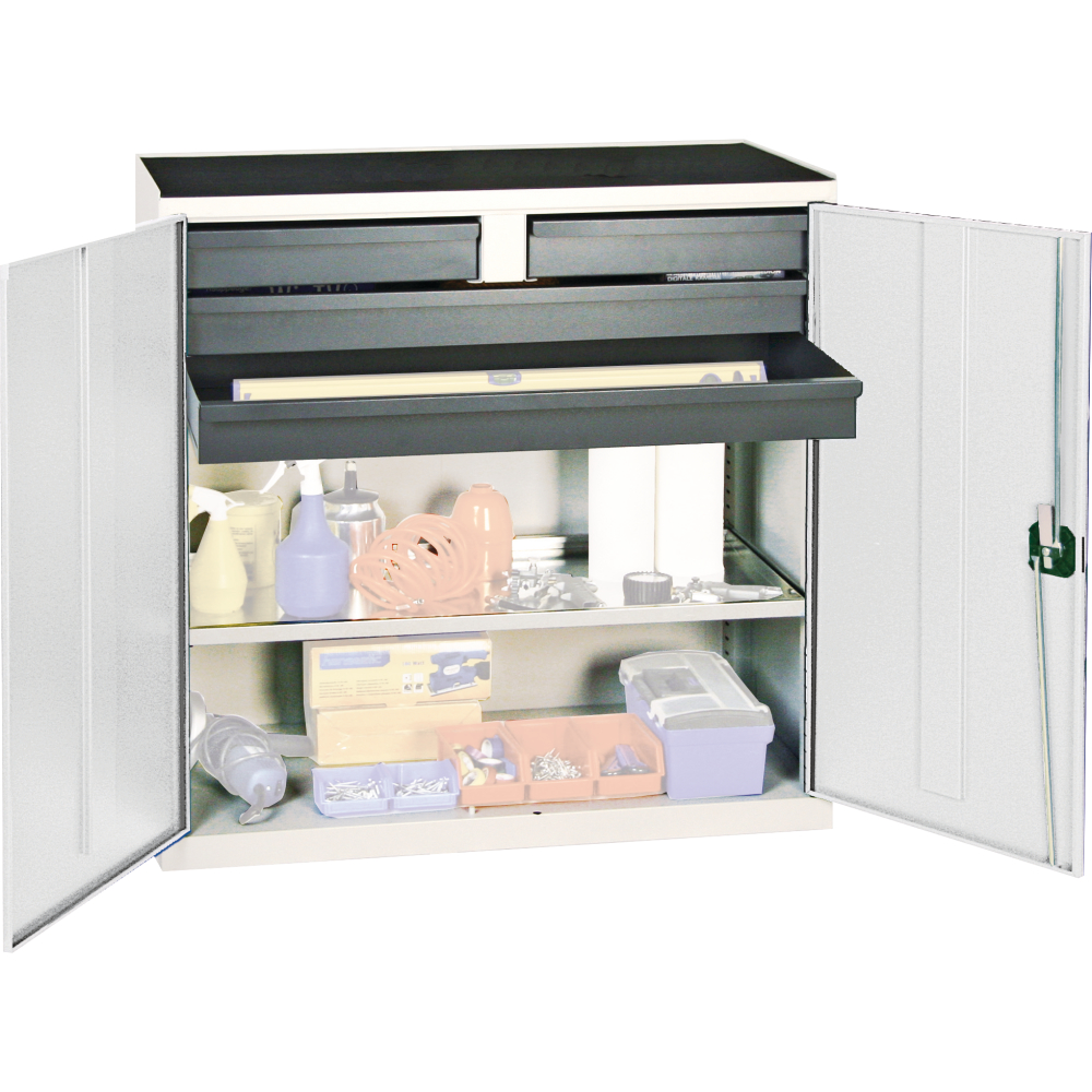 Werkzeugschrank S3000 RAL 7035/7016 1 Wannenboden 4 Schubladen