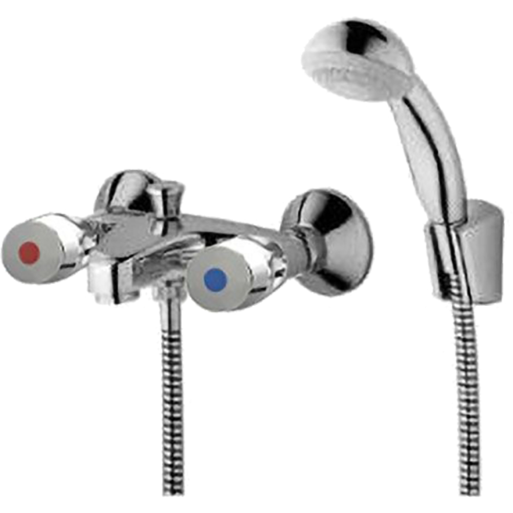 FORMAT Basic 2.0 Wannen-Zweigriffarmatur mit Brauseset komplett, ABS-Griff, chrom
