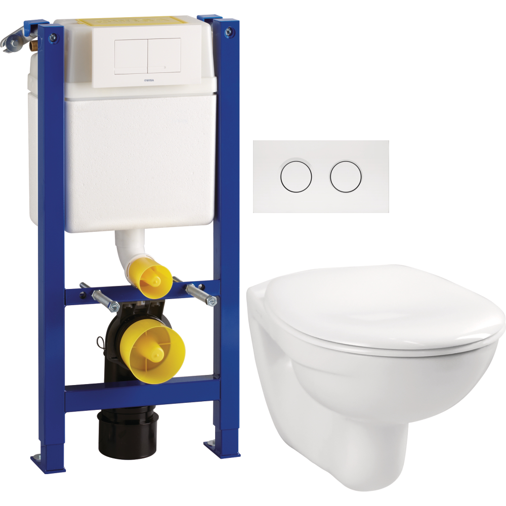 Wand-Tiefspül-WC-Set FORMAT Basic + WC-Sitz mit Abs., weiß + WC-Element