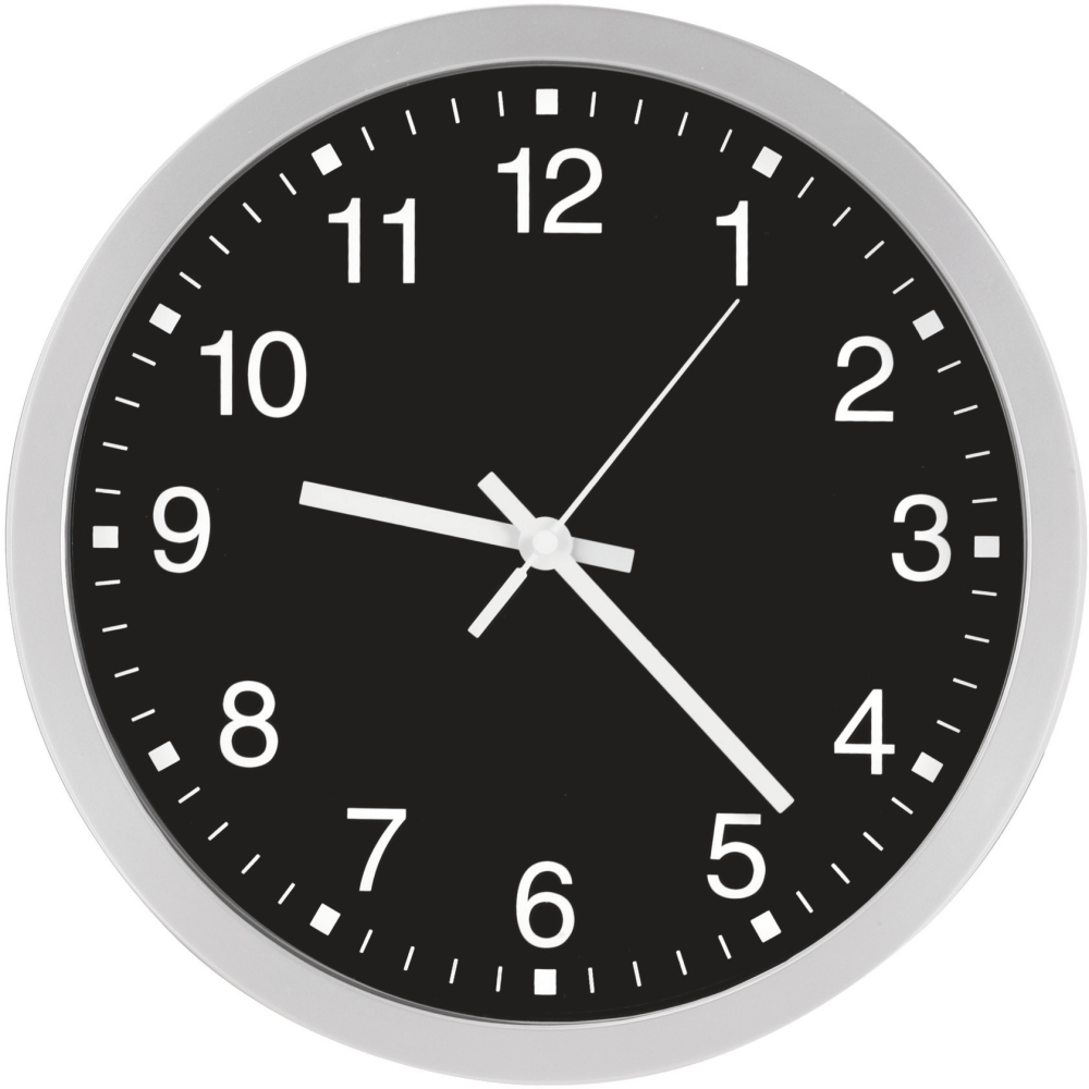 Quarz-Wanduhr D300 eleg. Ziffernblatt sw, Zahlen