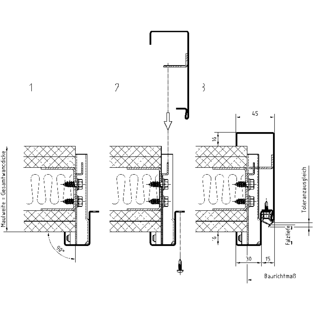 Stahlzargen für Ständerwerkswände 2-tlg. H=2000 mm