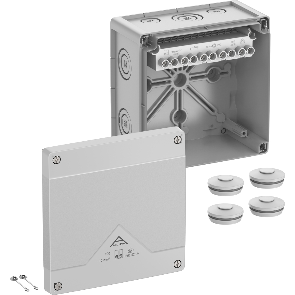 Verbindungsdose Abox Pro 100 IP66 mit Klemme 10,0qmm grau