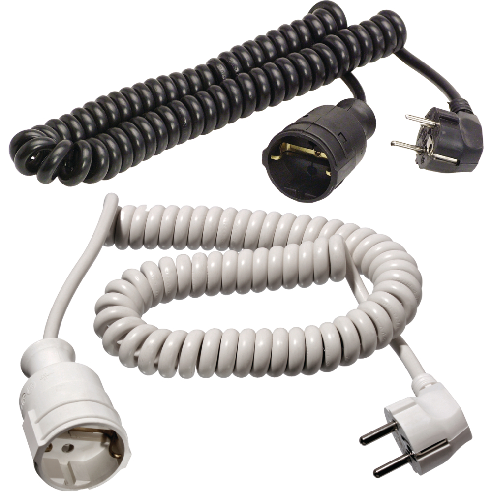 Schuko-Spiralkabel PVC 1,0-2,5m H05VV-F 3G1,5 ws