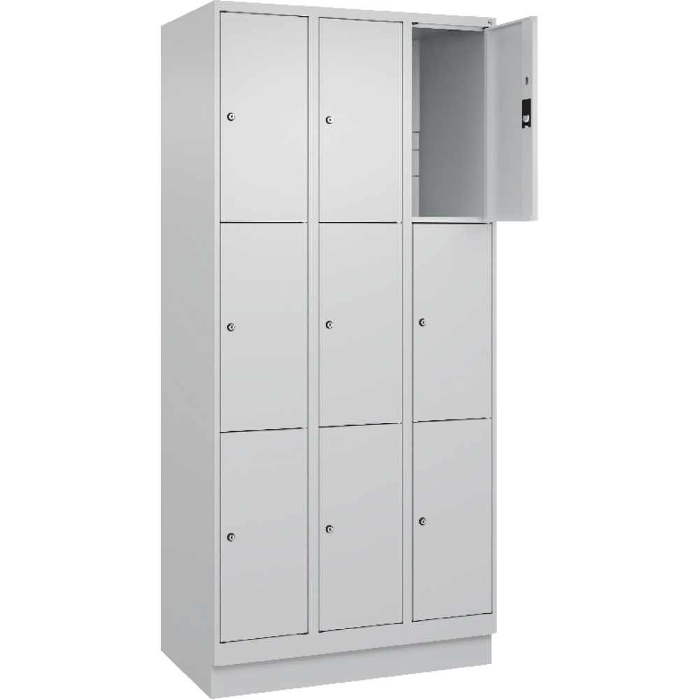 Fächerschrank CLASSIC B900xT500xH1950 mm RAL 7035/7035, 3x3 Fächermit 100 mm