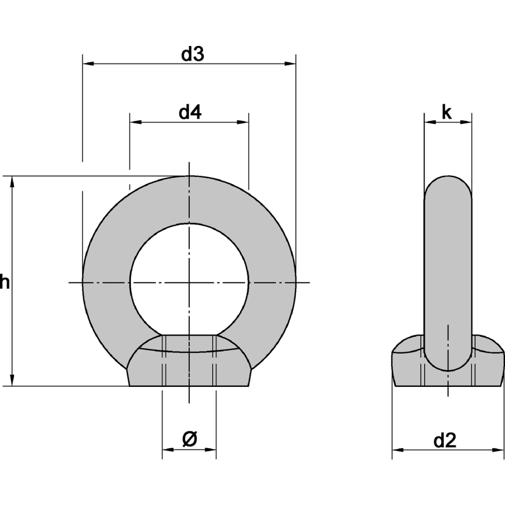 Ringmuttern C 15 E DIN 582 verzinkt