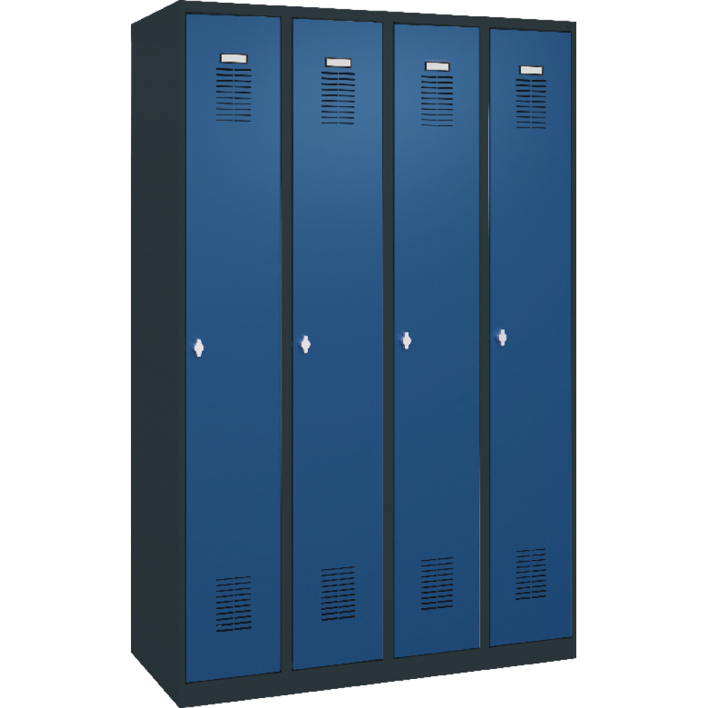 Garderobenschrank FORUM 4 Abteile RAL 7016/5010 Bodenstehend
