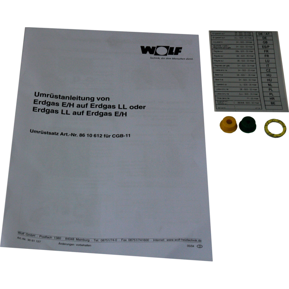 Wolf Umrüstsatz Erdgas E - Ergas LL und umgekehrt, für CGB-11