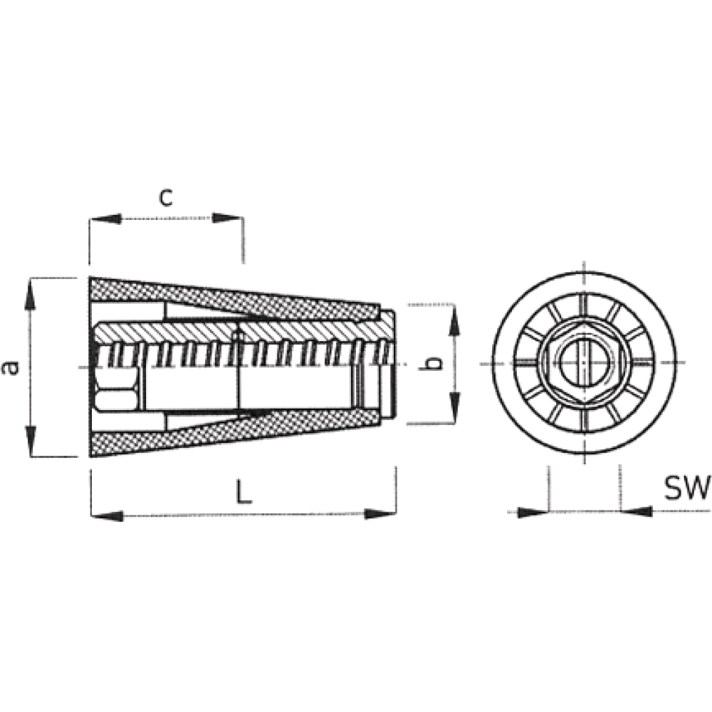 Stahl-Kunststoffkonus MMK D15,0 100mm verzinkt
