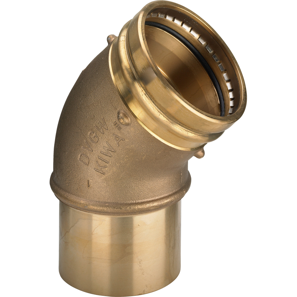 Viega XL-Bogen Sanpress 2226.1XLLF 88,9mm, 45Gr, m SC-Con., labs-f, Rotguss