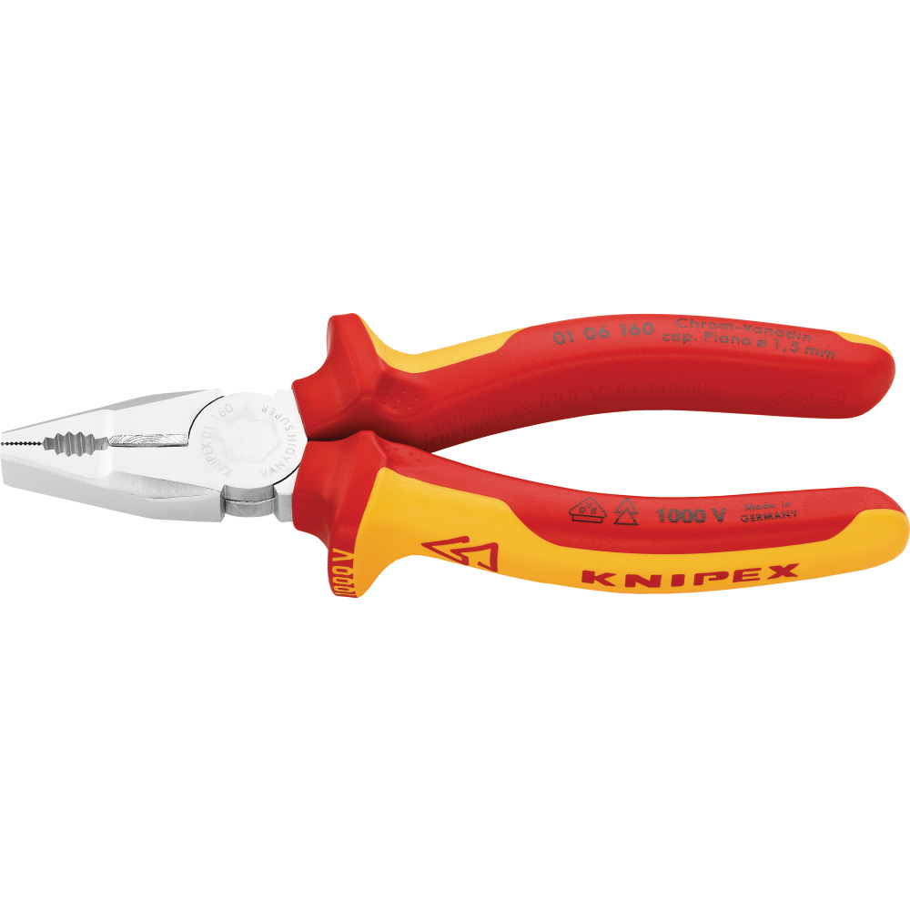 Knipex Kombinationszange VDE verchromt mit Mehrkomponenten-Griffen 190mm