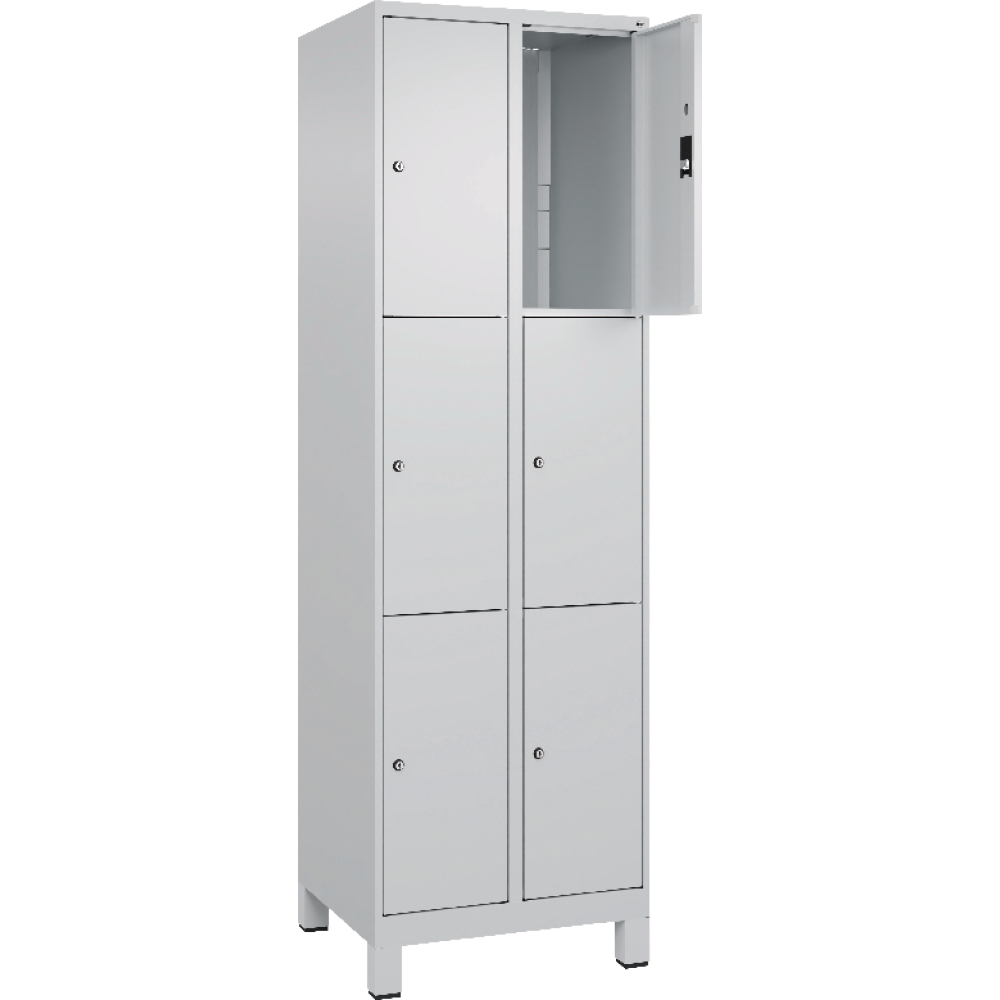 Fächerschrank mit Füßen B600xT500xH1950 Korpus RAL 7035 LichtgrauTüren RAL 7035