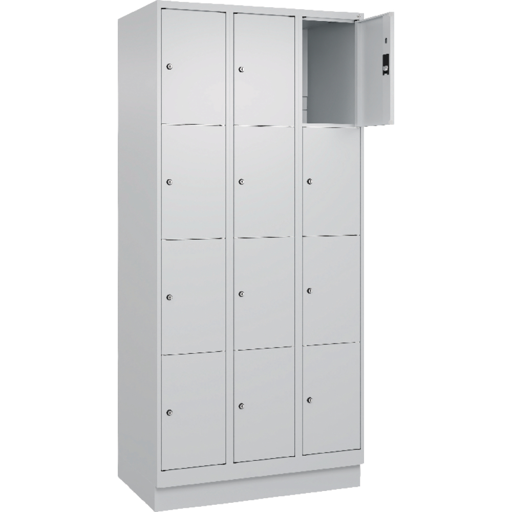 Fächerschrank CLASSIC B900xT500xH1950 mm RAL 7035/7035, 3x4 Fächermit 100 mm