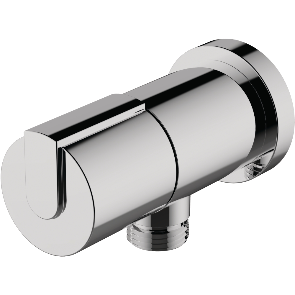 Wandanschlußbogen 1/2" m.Absperrv., chr. design