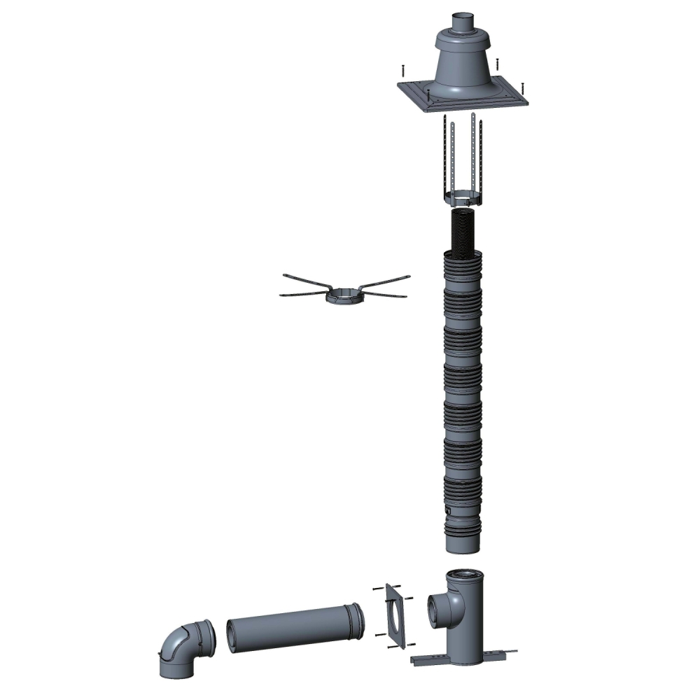 Wolf Anschluss-Set DN80/125 - C33x DN83/125 flex. im Schacht, Abdeckung PP