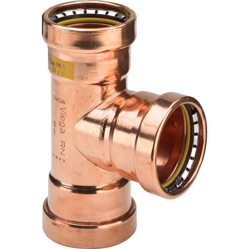 Viega T-Stück Profipress G XL 2618XL für Gas in 64,0mm Kupfer